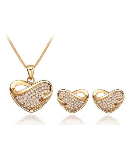 SET297 - Gold Heart Necklace Set